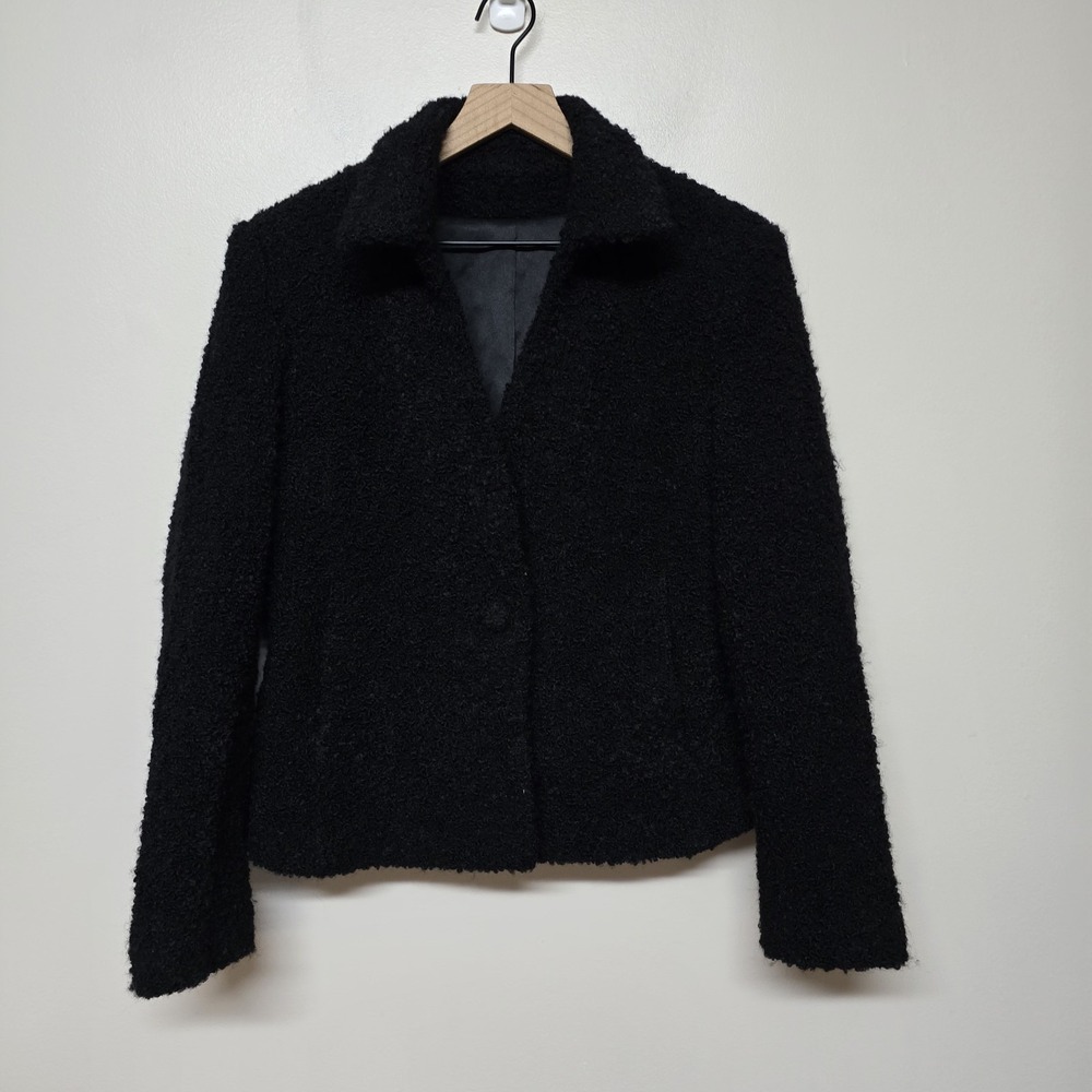 Alpaca Wool Blend Black Jacket Made in Peru Boho Textured‎ Knit Sz S/M